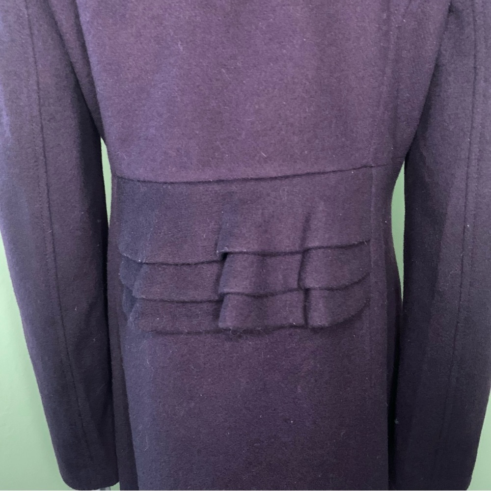 TIBI Wool Eggplant Plum Coat With Ruffle Detail and Toggle Closure Size 6 - Picture 12 of 16